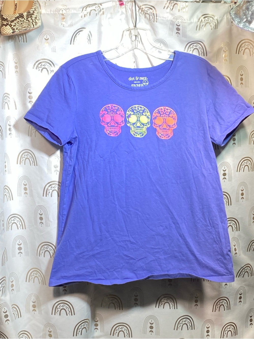 Dot & Zazz Girls' Purple Short Sleeve Skull Graphic Tee